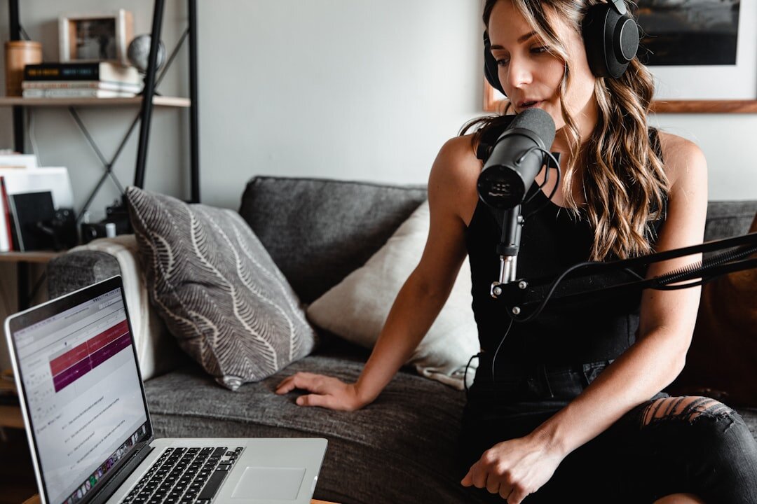 beginner setting up podcast equipment