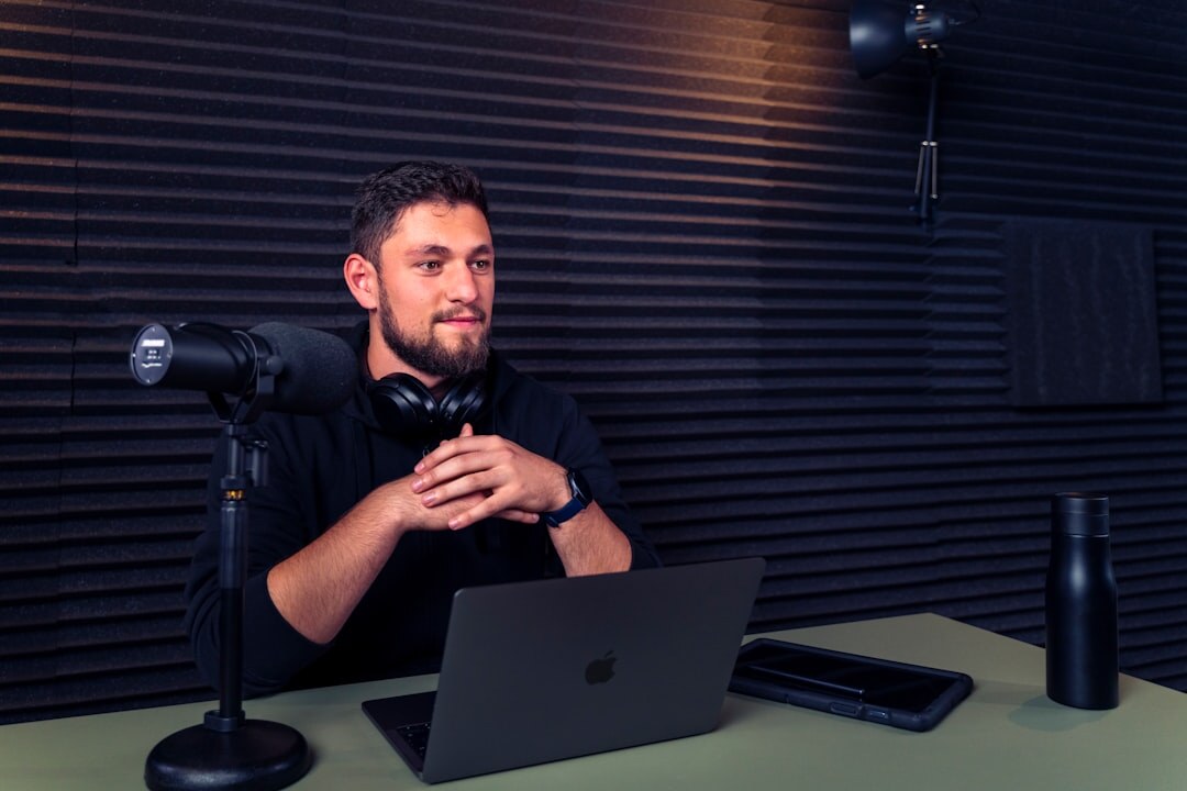 professional podcaster in studio