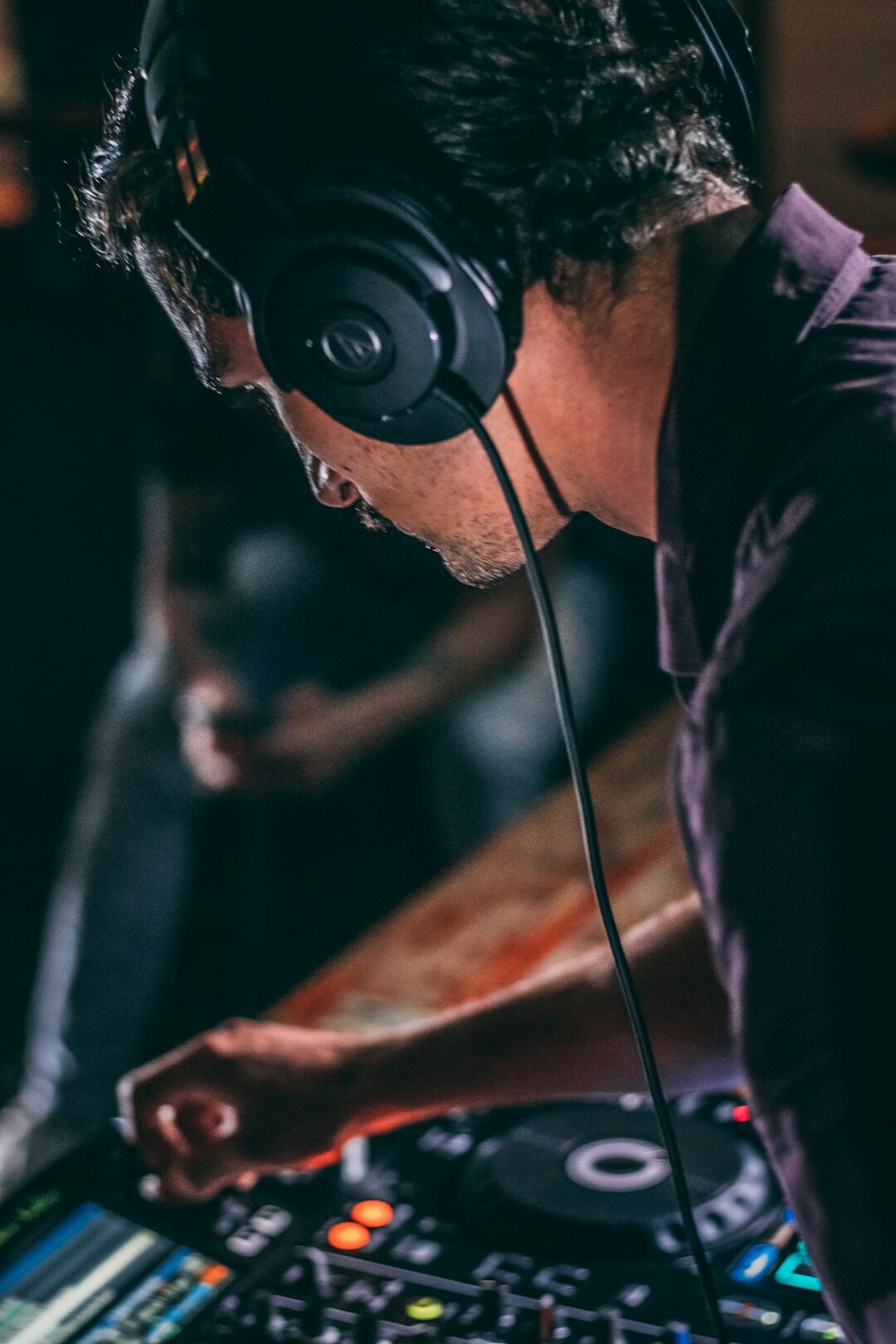 Portrait of a male sound engineer with headphones
